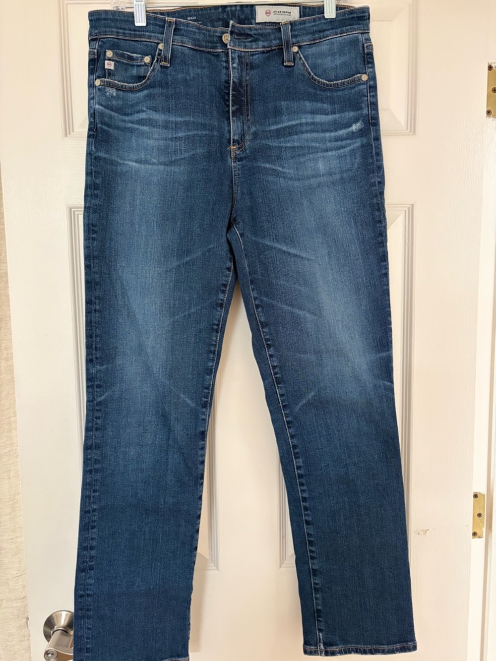 AG Adriano Goldschmied Women's Blue Straight-Leg Jeans